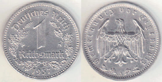 1937 A Germany 1 Mark A002857